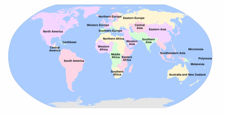 Regions of the World according to the United Nations